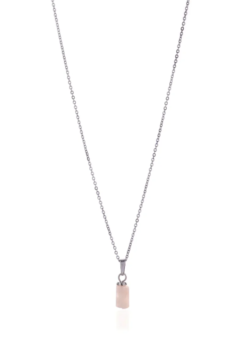 PEMBE KUVARS KOLYE SİLİNDİR FORM