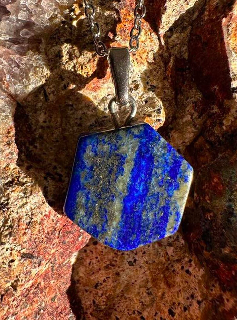 LAPİS LAZULİ DOĞAL TAŞ KOLYE ALTIGEN FORM