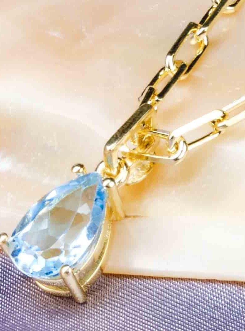 Alternative view of DAMLA FORM SKY BLUE TOPAZ (MAVİ TOPAZ) KOLYE - LIMITED EDITION