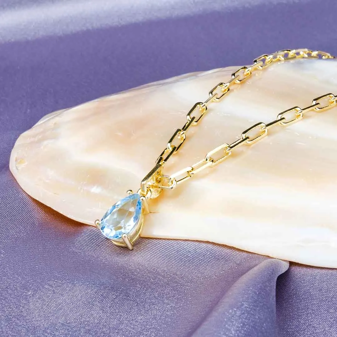 DAMLA FORM SKY BLUE TOPAZ (MAVİ TOPAZ) KOLYE - LIMITED EDITION - Görsel 3