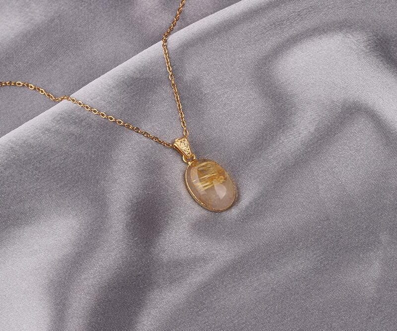 Alternative view of GOLD RUTİL KUVARS KOLYE - ÖZEL SERİ ALTIN KAPLAMA