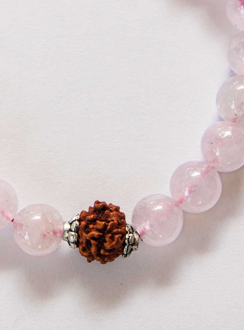 Alternative view of HİNDİSTAN PEMBE KUVARS RUDRAKSHA TOHUMLU BİLEKLİK