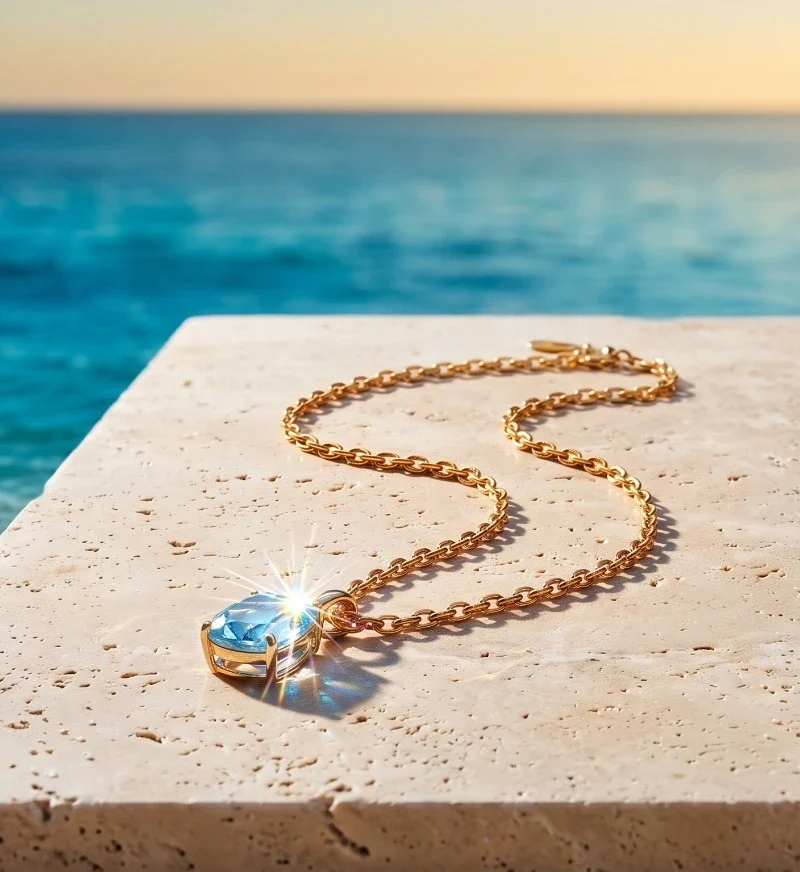 OVAL KESİM SKY BLUE TOPAZ KOLYE – NEŞE, ŞANS VE SAĞLIK - LIMITED EDITION