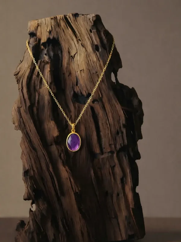 AMETİST KOLYE  | 925 AYAR GÜMÜŞ ÜZERİ ALTIN KAPLAMA