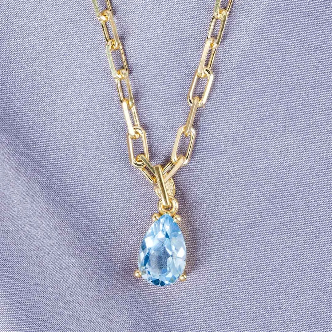 DAMLA FORM SKY BLUE TOPAZ (MAVİ TOPAZ) KOLYE - LIMITED EDITION - Görsel 4