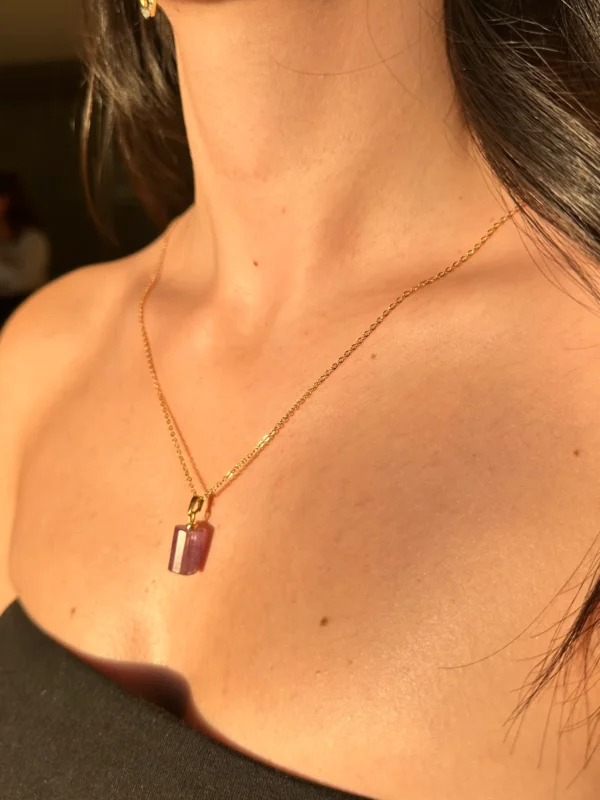 Silindir Form Omega Ametist Kolye