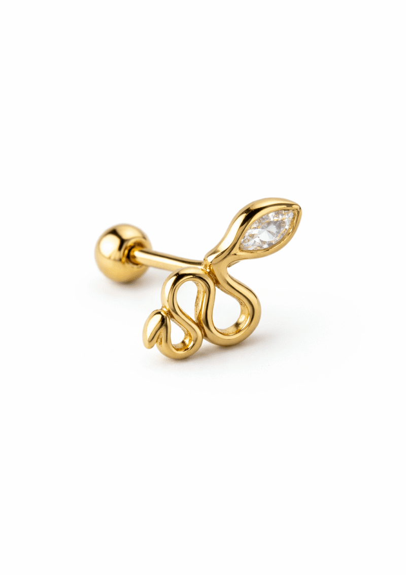 Snake Piercing | 925 Ayar Gümüş Üzeri Altın Kaplama