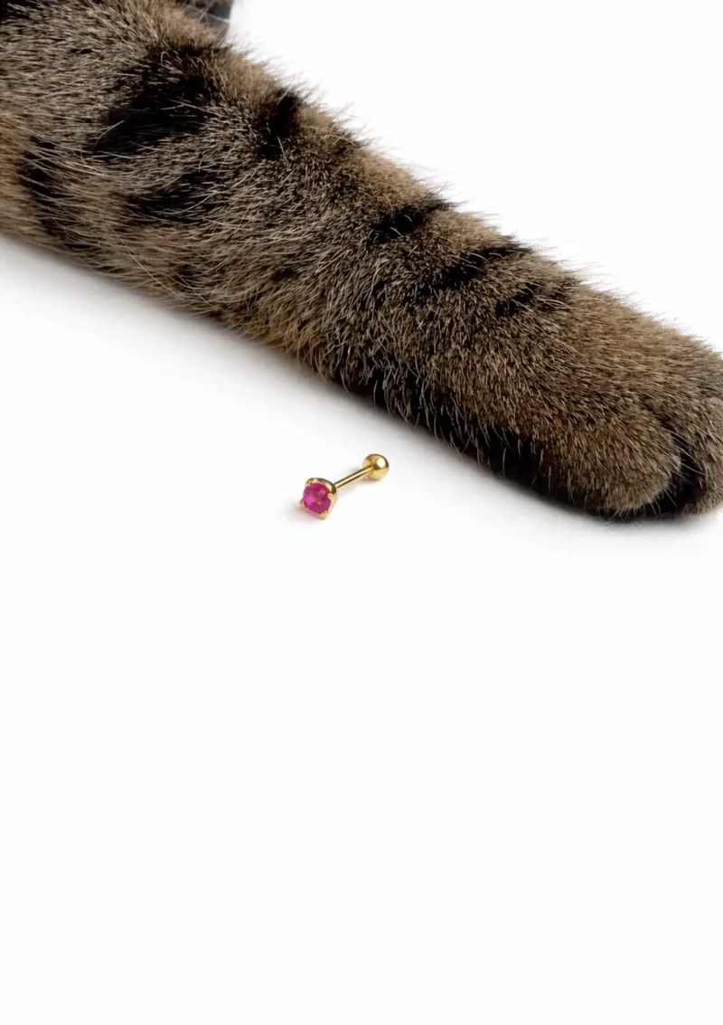Alternative view of Pembe Taşlı Piercing | 925 Ayar Gümüş