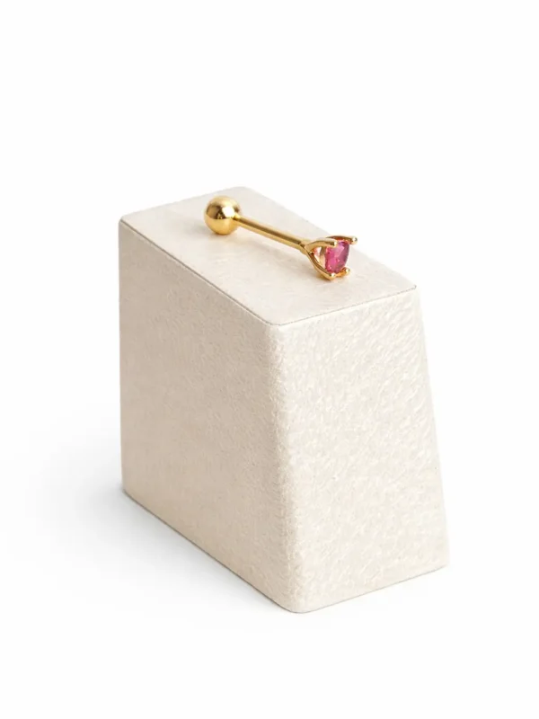 Pembe Taşlı Piercing | 925 Ayar Gümüş