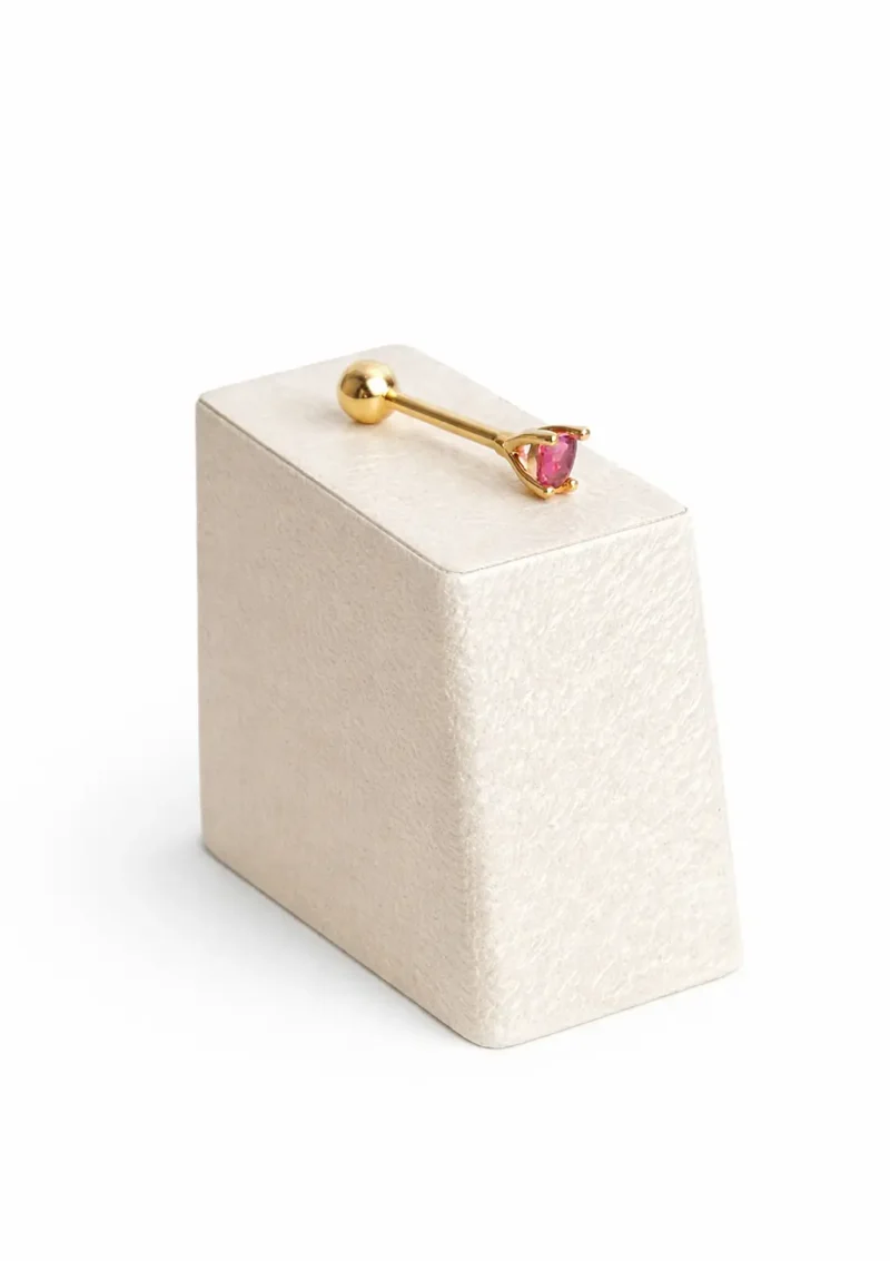 Pembe Taşlı Piercing | 925 Ayar Gümüş