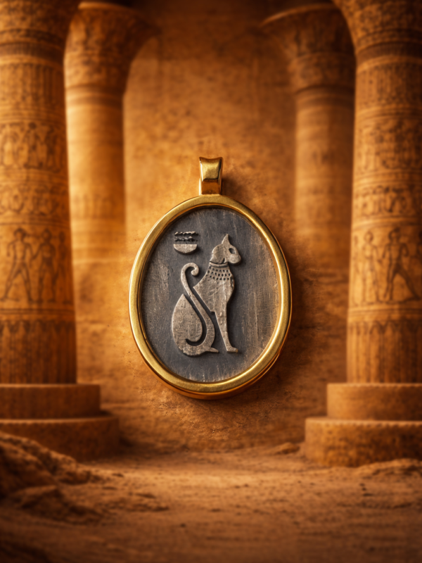 BASTET (KEDİ TANRIÇA) KOLYE UCU | 925 AYAR GÜMÜŞ ÜZERİ ALTIN KAPLAMA