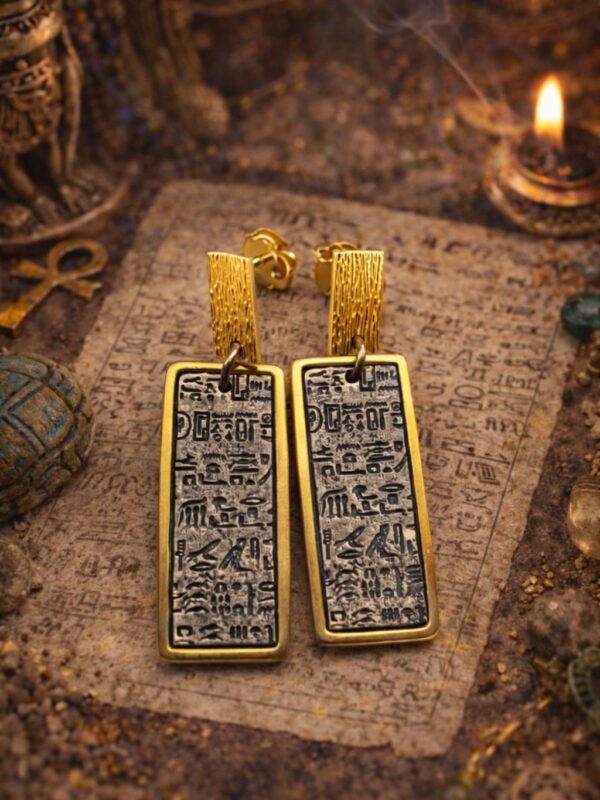 KADİM BİLGELİK KÜPESİ  | 925 AYAR GÜMÜŞ ÜZERİ  KARARTMA VE ALTIN KAPLAMA