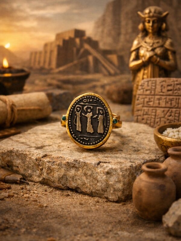 OMONOIA YÜZÜK | 925 AYAR GÜMÜŞ ÜZERİ KARARTMA VE ALTIN KAPLAMA