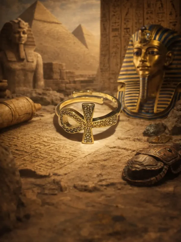 ANKH YÜZÜK | 925 AYAR GÜMÜŞ ÜZERİ ALTIN KAPLAMA