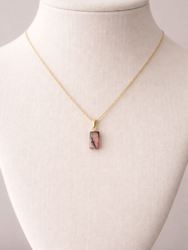 Alternative view of RODONİT KOLYE SİLİNDİR FORM ALTIN KAPLAMA