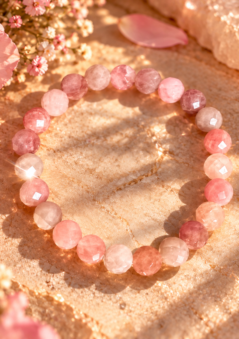 MADAGASKAR PEMBE KUVARS BİLEKLİK
