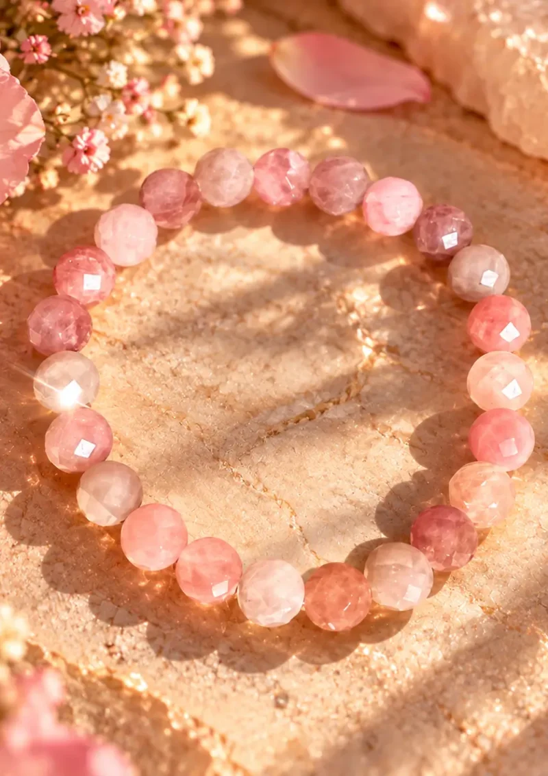 MADAGASKAR PEMBE KUVARS BİLEKLİK